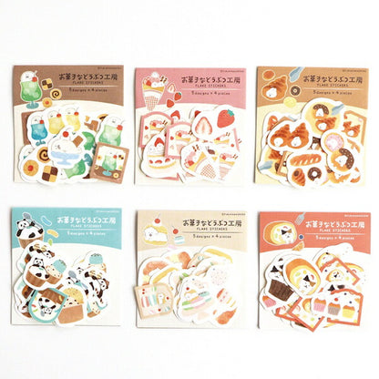 お菓子などうぶつ工房 和紙フレークシール 6種類セット