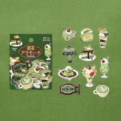 クリアシール 箔押し 喫茶アラモード 刺繍帖 4種類セット