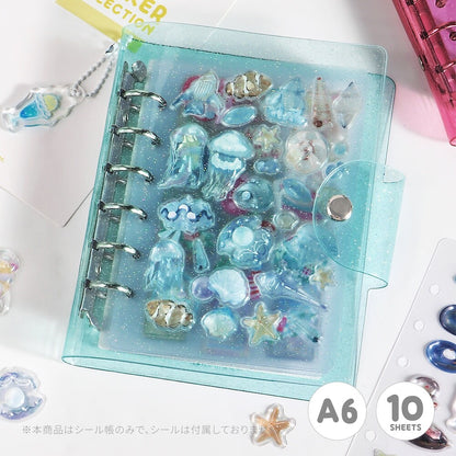 手帳型シール帳 A6 ラメライトブルー