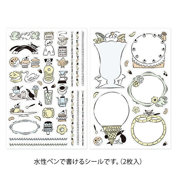 ゆるログ 水性ペンで書けるシール スイーツと動物柄