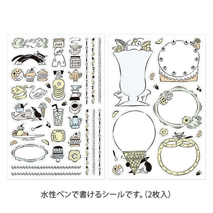 ゆるログ 水性ペンで書けるシール スイーツと動物柄