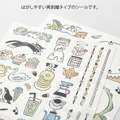 ゆるログ 水性ペンで書けるシール スイーツと動物柄