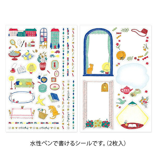 ゆるログ 水性ペンで書けるシール 暮らし柄