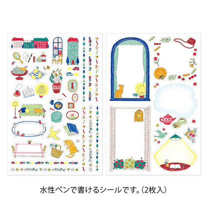ゆるログ 水性ペンで書けるシール 暮らし柄