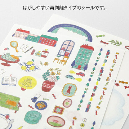 ゆるログ 水性ペンで書けるシール 暮らし柄