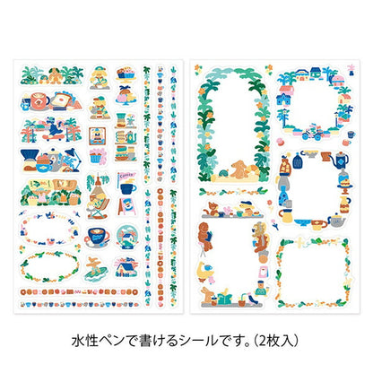 ゆるログ 水性ペンで書けるシール コーヒーショップ柄