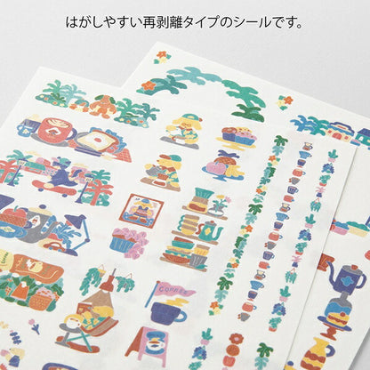 ゆるログ 水性ペンで書けるシール コーヒーショップ柄