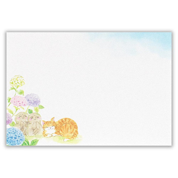 封筒 ねころび 紫陽花と寺ねこA