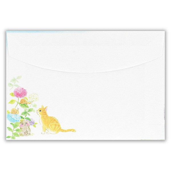 封筒 ねころび 紫陽花と寺ねこA