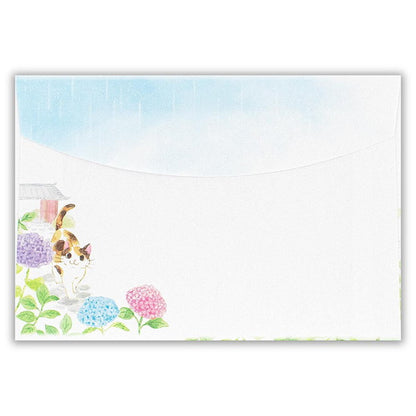 封筒 ねころび 紫陽花と寺ねこA