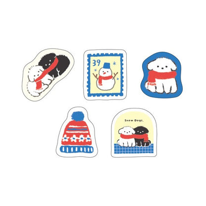 和紙フレークシール 雪といぬ