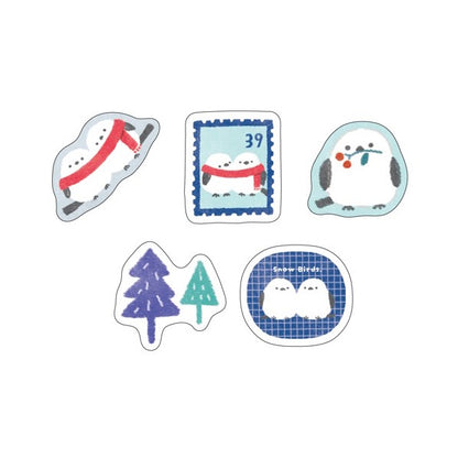 和紙フレークシール 雪とことり