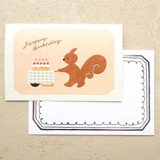 cozycaproducts バースデーカード 福岡麻利子 リスのケーキ屋さん