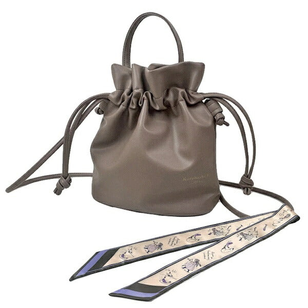 くらはしれい 巾着サコッシュスカーフ付き BRN